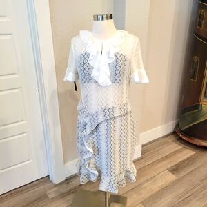 THREE FLOOR WOMEN'S LACE BODYCON RUFFLE DRESS SIZE 8 NWT